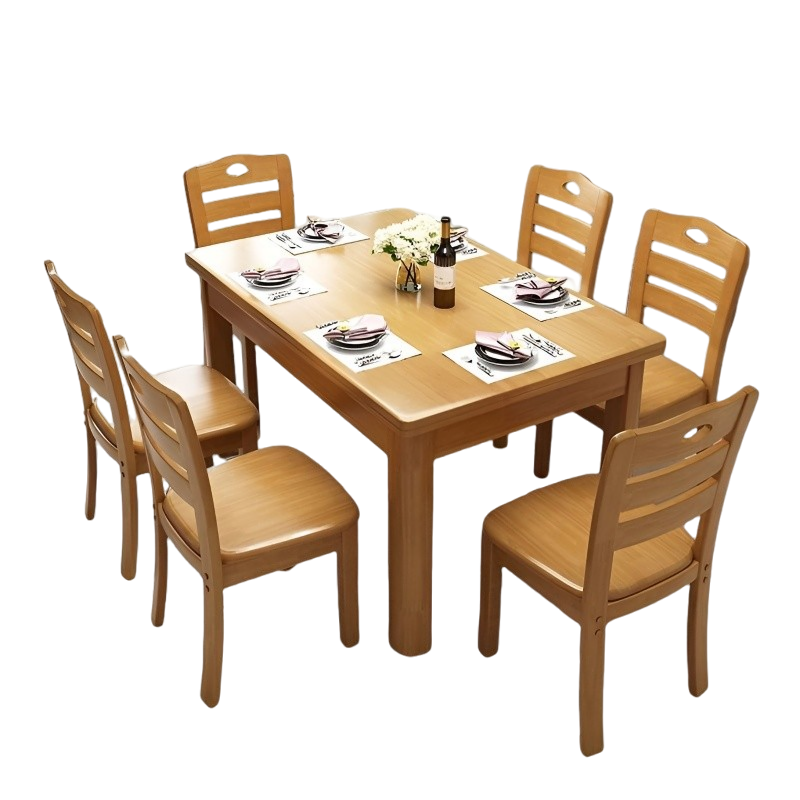 晨磊 餐桌椅组合 130*80*76cm(榉木色) 套高清大图