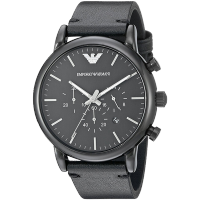 阿玛尼（EMPORIO ARMANI）手表 欧美品牌男式手表休闲男士手表时尚经典日历计时腕表皮质皮革石英表 男