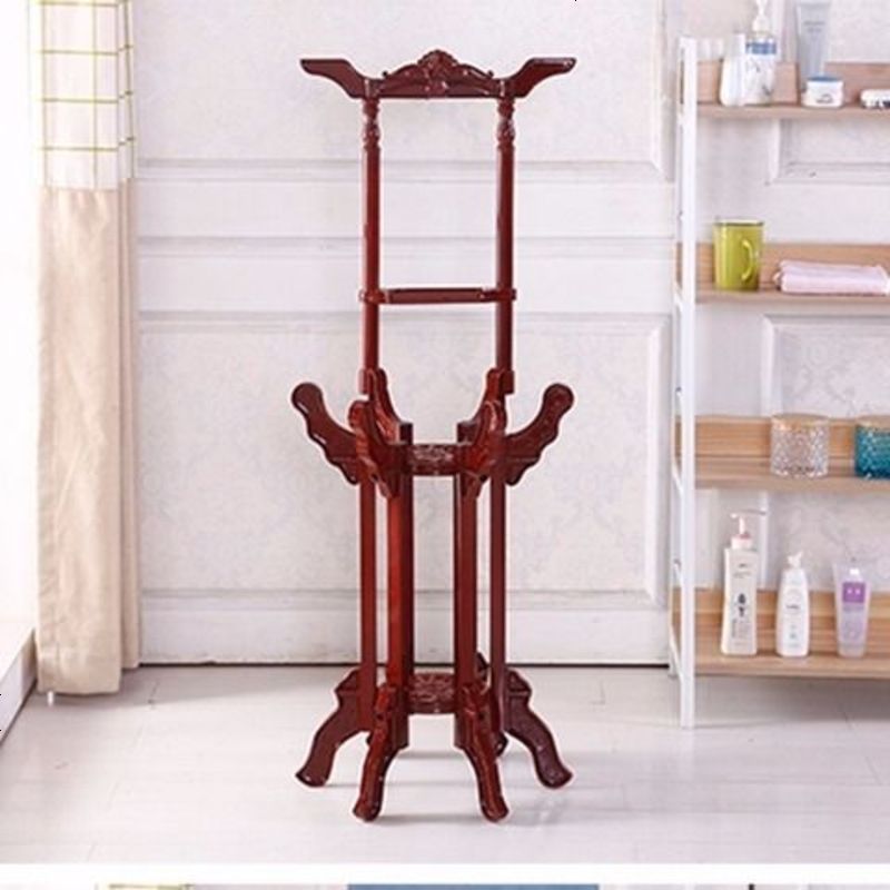 仿古脸盆架落地卫生间置物面盆架铁艺浴室卫生间铁艺洗脸盆架子 平头款加厚红棕色(无镜)