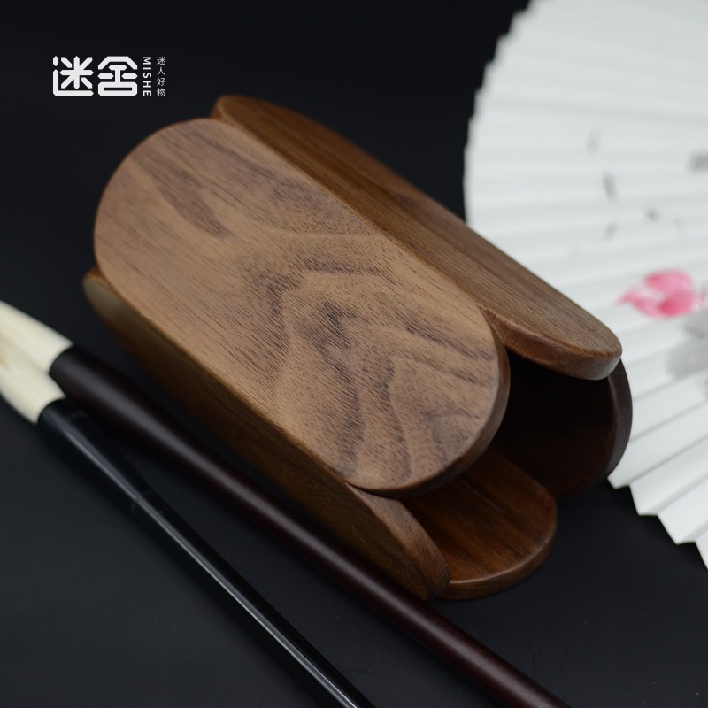 木头笔筒刻字定制原木实木质复古中国风木制黑胡桃木中式个性创意 三维工匠 榉木新品高清大图