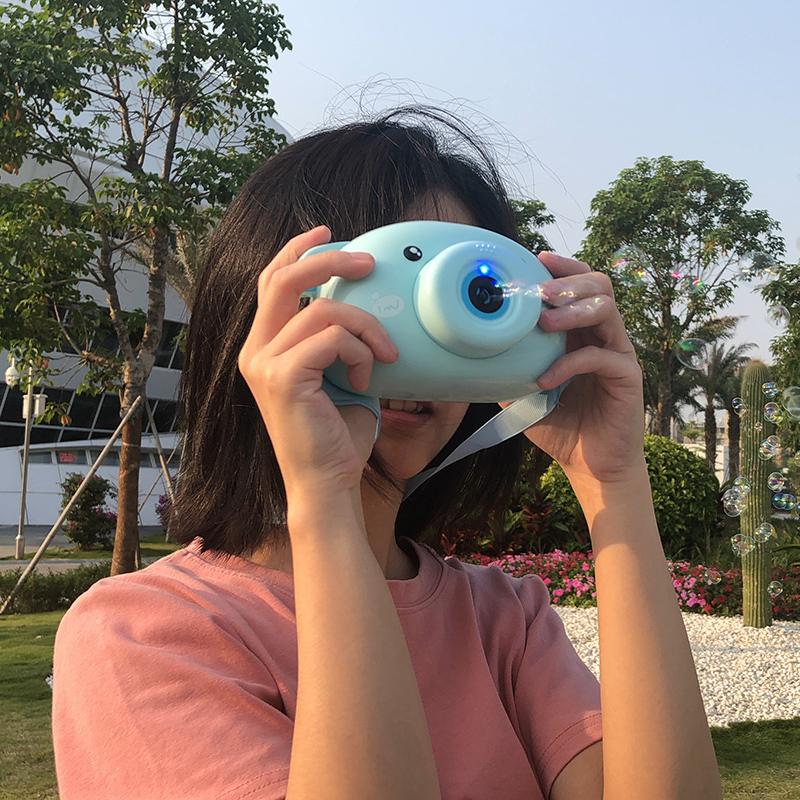 泰真小猪全自动泡泡机蓝色网红少女心照相机吹泡泡枪棒男孩女孩户外儿童玩具