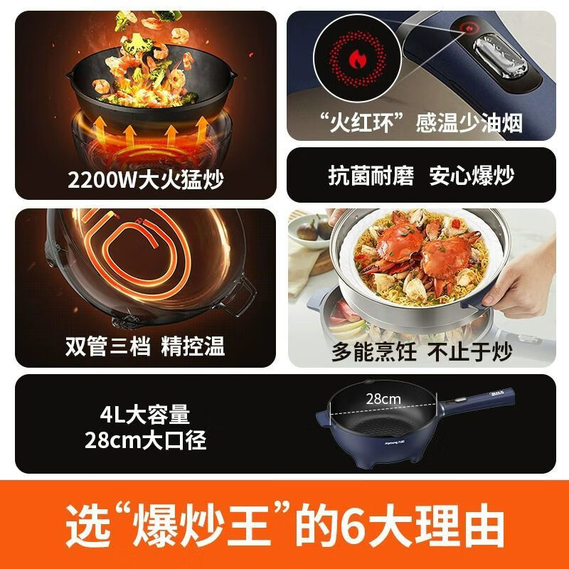 九阳(Joyoung)电炒锅电煮锅电火锅电蒸锅家用电煮锅多功能蒸煮一体多用途炒 3L HG30-GC30S高清大图