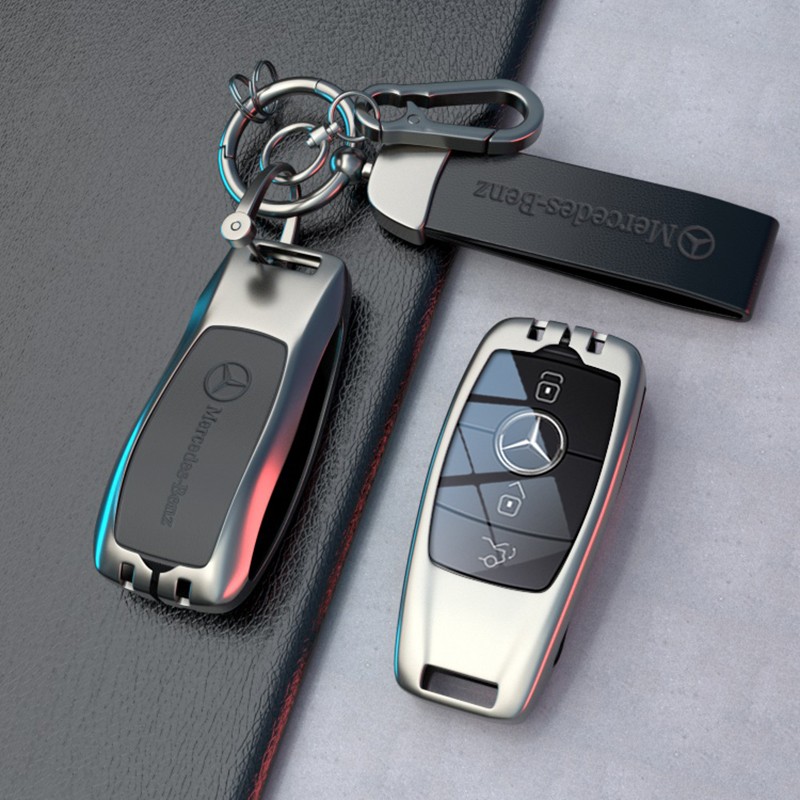 【补贴10%】2023款奔驰C级车钥匙套c260l男士c200l新款s级s400壳glc300l扣eq 奔驰B款透明车标锌合金枪黑+A17