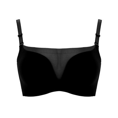 式内衣夏季薄款聚拢防走光白色无痕无钢圈小文胸罩套装 黑色(单件) 32