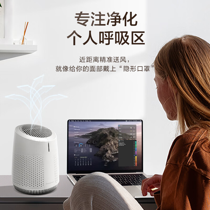 霍尼韦尔(Honeywell)家用小型桌面台式除菌过滤灰尘粉尘轻音净化机KJ45F-X02高清大图