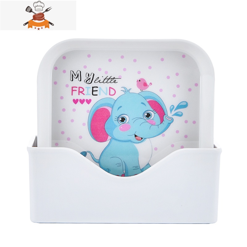 敬平吐骨碟家用塑料可爱碟子餐桌垃圾分类盘子残渣壳盘子耐摔吐骨盘碟 动物系列-大象9个+底座