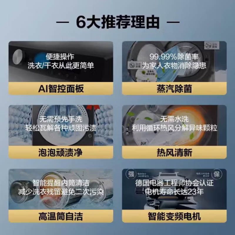 三星(SAMSUNG)滚筒洗衣机 全自动洗烘一体机AI神超薄 12公斤蒸汽除菌洗衣机WD12DG5B14BWSC 月光白