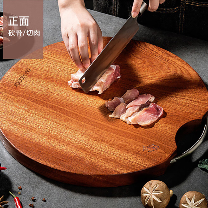 美厨砧板乌檀木砧板菜板圆形加厚实木案板家用大号MCPJ901