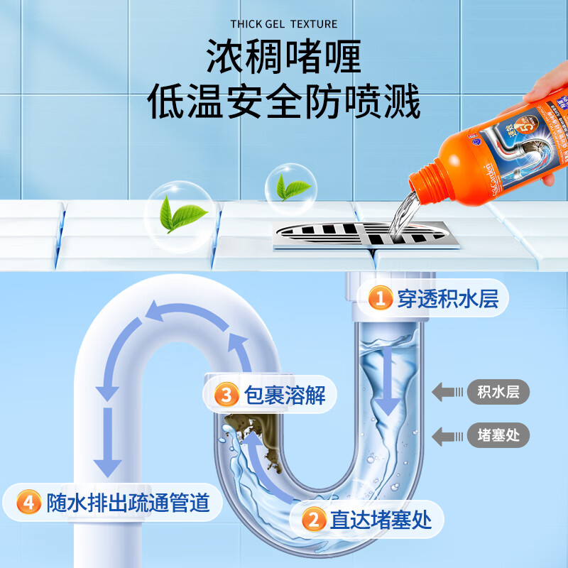 蔬果园管道疏通剂500g强力溶解马桶厕所厨房下水道疏通剂神器高清大图