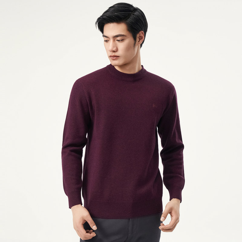 恒源祥羊毛衫男纯羊毛加厚冬季本命年大红色毛衣女打底情侣装