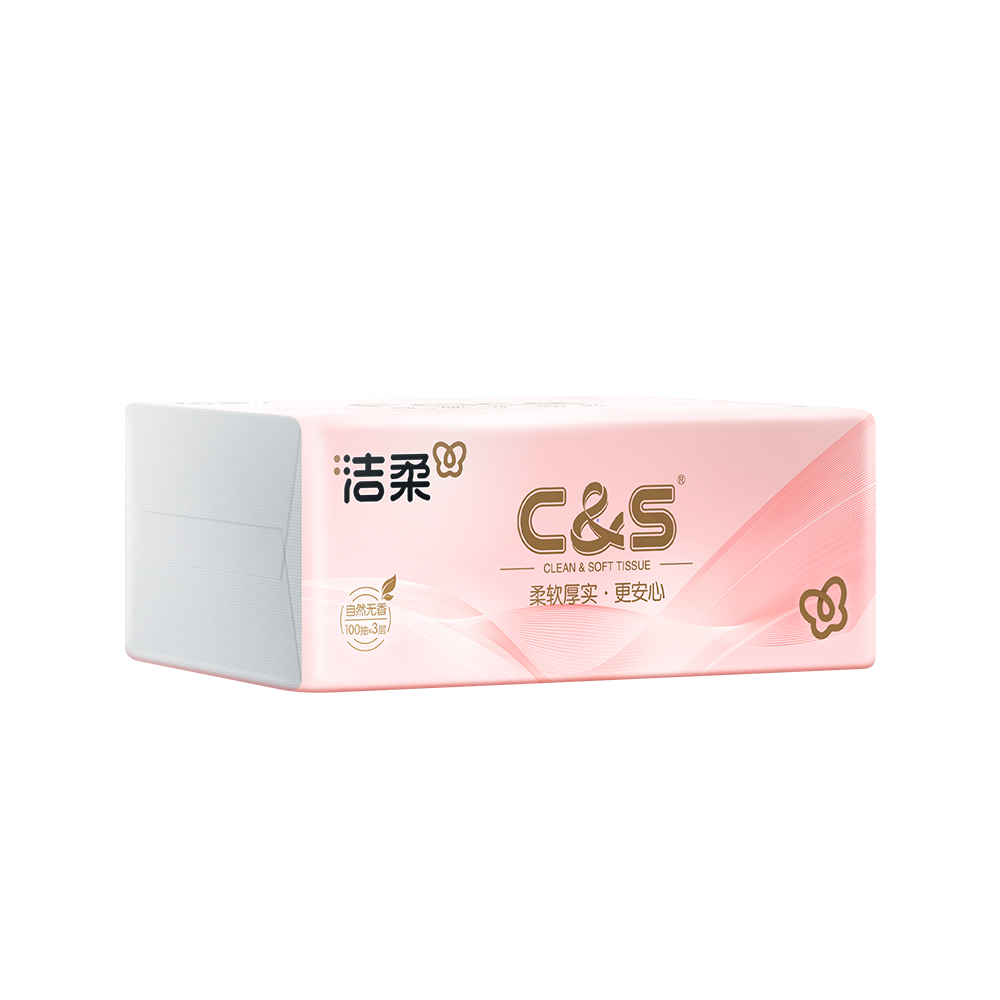 洁柔纸面巾粉色软抽100抽3层(4包装) 4包*2提TR056501A高清大图