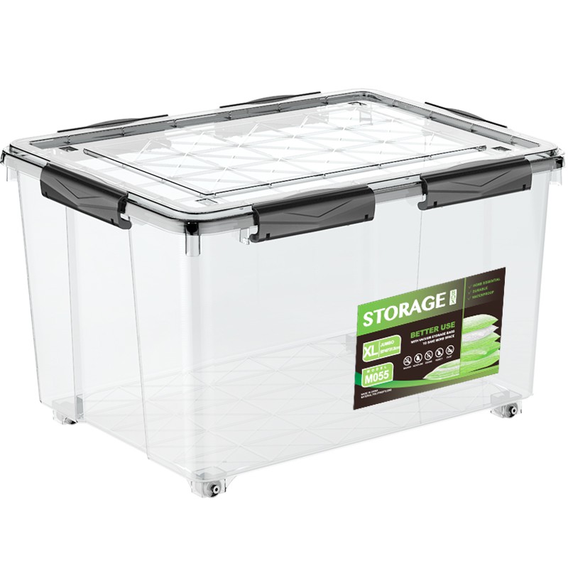 硅胶密封塑料收纳箱XL特大号透明抗压衣物玩具储物箱 三维工匠高清大图