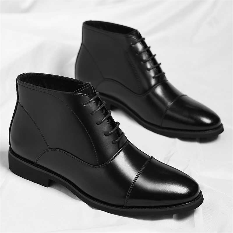 迪罗尼卡46码大码切尔西靴英伦风手抓纹布洛克冬季加绒靴男士靴子高清大图