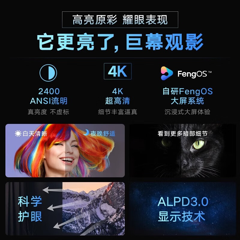峰米[更新升级]4K Cinema Pro 高亮版激光电视客厅卧室投影机投影仪家庭影院[4K超高清]高清大图
