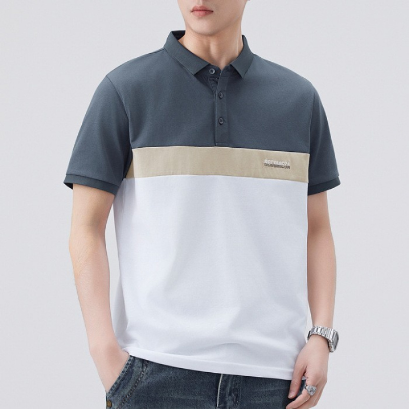 |POLO衫男士短袖夏季翻领深灰色黑色基础大众宽松型薄