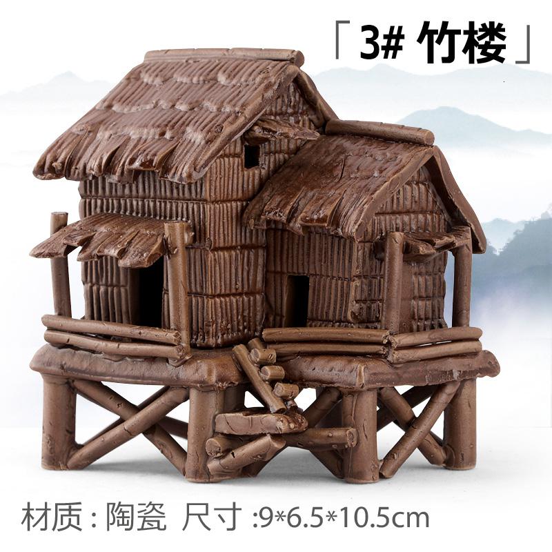 房屋摆件吸水石上水石假山盆景造景仿古陶瓷客厅室内家居饰品中大 三维工匠 草屋水车高清大图