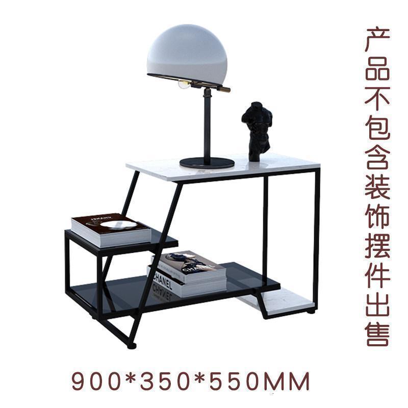 森美人北欧现代简约沙发大理石边几柜角几床头柜收纳卧室带灯床头桌凹尚 黑色款：90*35*55CM