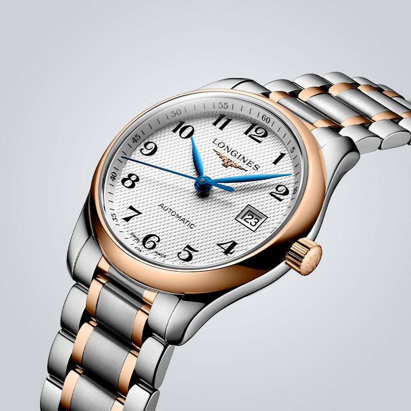 浪琴longines瑞士手表名匠系列麦粒纹表盘小蓝针送女友生日礼物钢带
