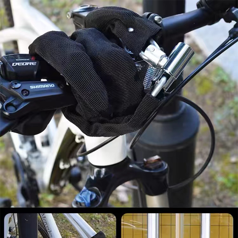 防盗链条锁便携式车防盗铁链子锁 纯铜锁芯加粗款85cm高清大图