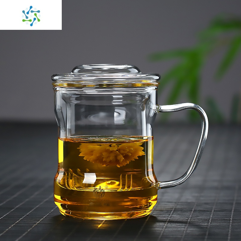 耐热玻璃水杯透明圆趣杯过滤杯茶茶杯办公泡茶杯水杯茶具三维工匠亮丽