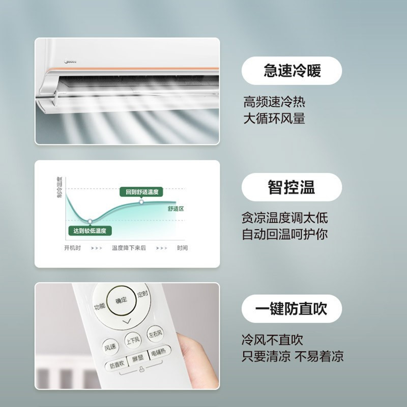 美的(Midea)KFR-50GW/G2-3 2匹 变频冷暖 空调挂机(G)