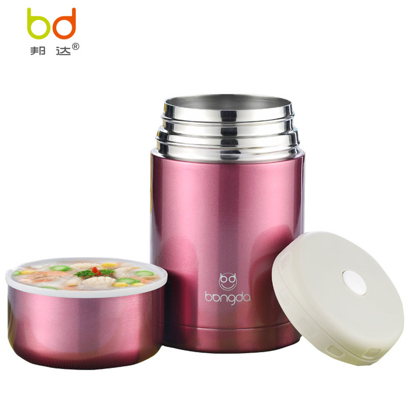 邦达(无火焖粥)真空手提焖烧壶 304不锈钢 真空800ml 焖烧壶 便当盒