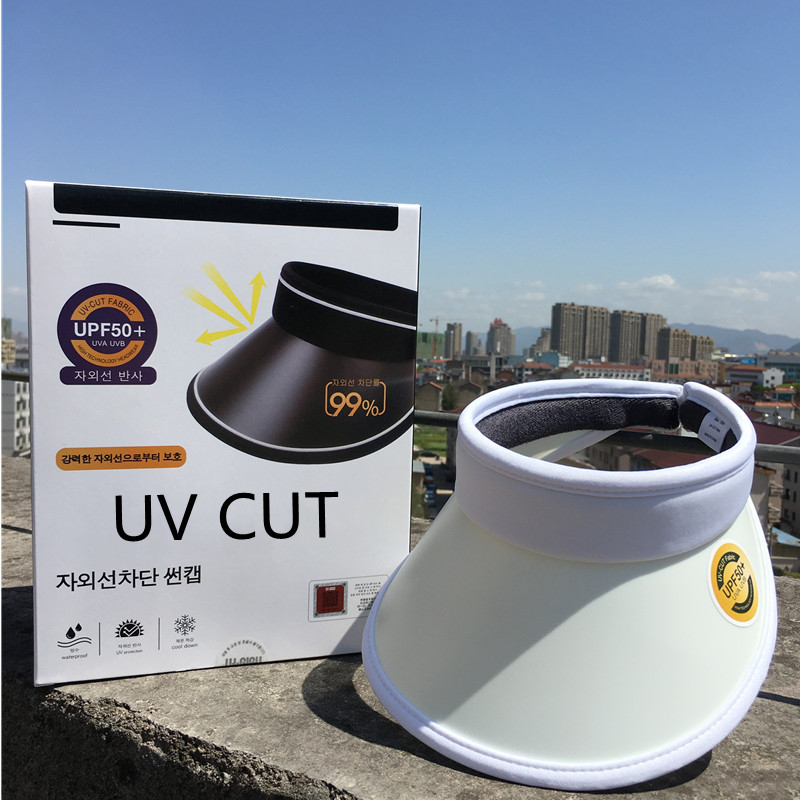 露思同款--纯白色 明星同款 防紫外线UPF50+ 晚晚露思同款UV防晒帽女夏天遮脸防紫外线遮阳帽空顶帽韩国太阳帽