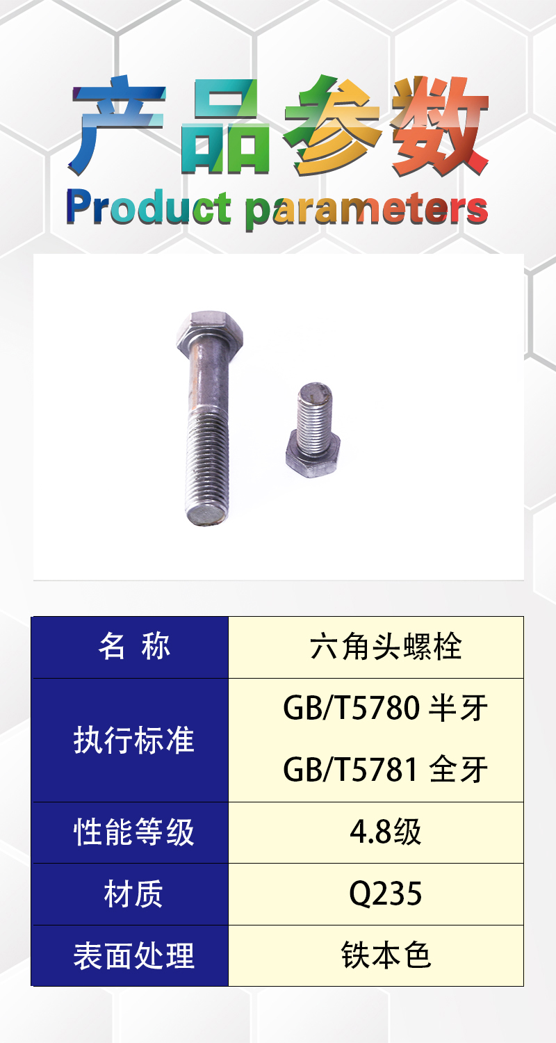 昕星 六角头螺栓 4.8级 M18×70高清大图