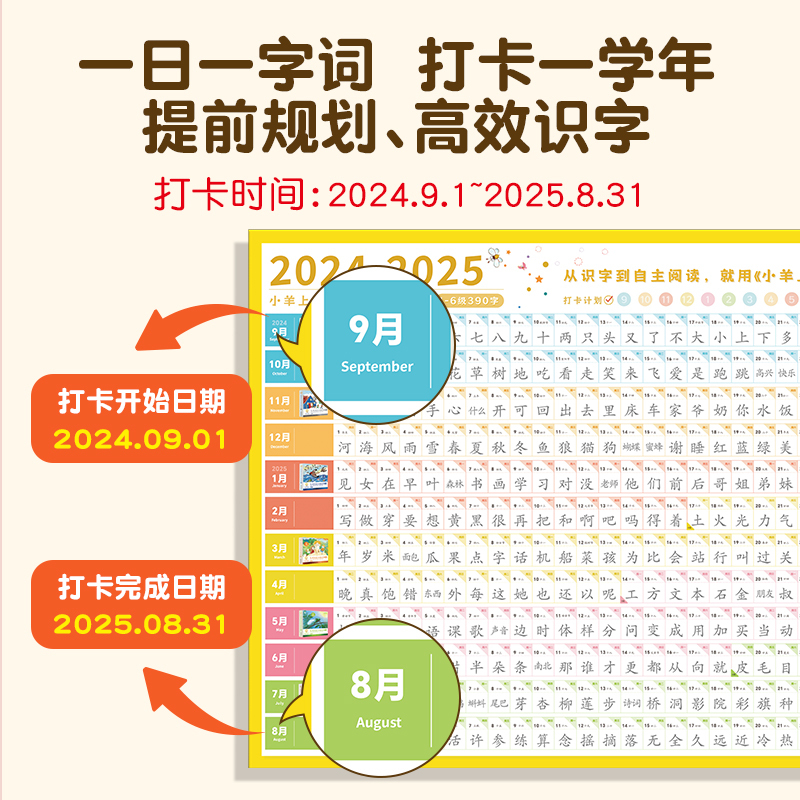小羊上山学年识字计划表 [正版]小羊上山学年识字计划表390个核心汉字
