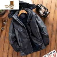 YANXU防风防水冲锋衣外套男士加绒加厚夹克中老年爸爸装工作衣服 5XL建议175-190斤左右 黑色