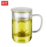 富光FUGUANG玻璃杯茶杯带把茶水分离男女花茶杯过滤泡茶水杯子