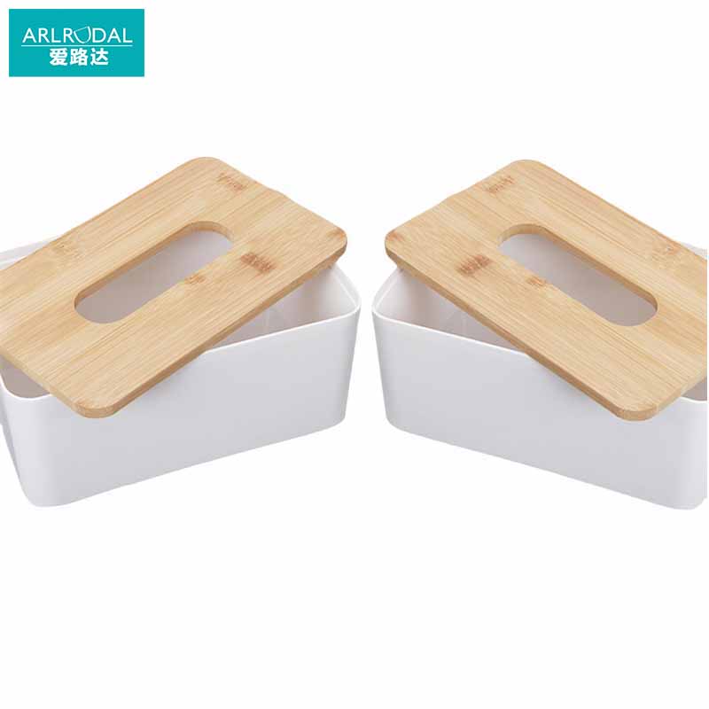 爱路达 收纳盒竹盖 纸巾盒抽纸盒长款S-14*9*8cm/个高清大图