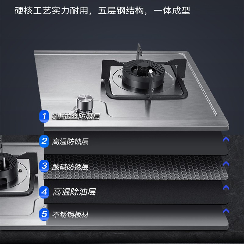 创维(Skyworth)燃气灶双灶 天然气灶双灶具4.8KW家用猛火灶台 不锈钢面板台嵌两用点火即燃 Z39