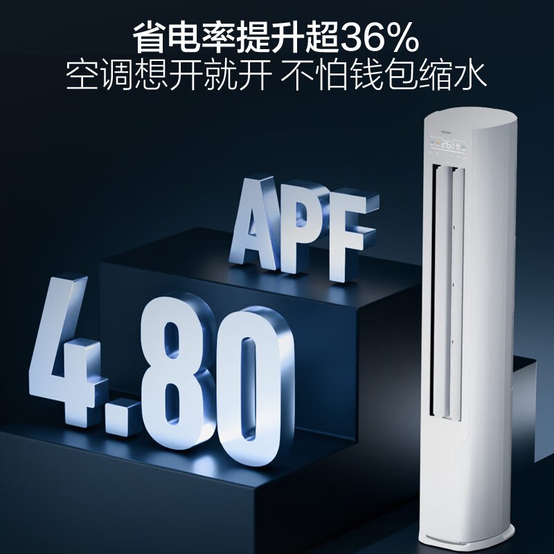 海尔(Haier)空调柜机净省电3匹p变频冷暖新一级智能客厅大风口节能省电KFR-72LW/E1-1高清大图