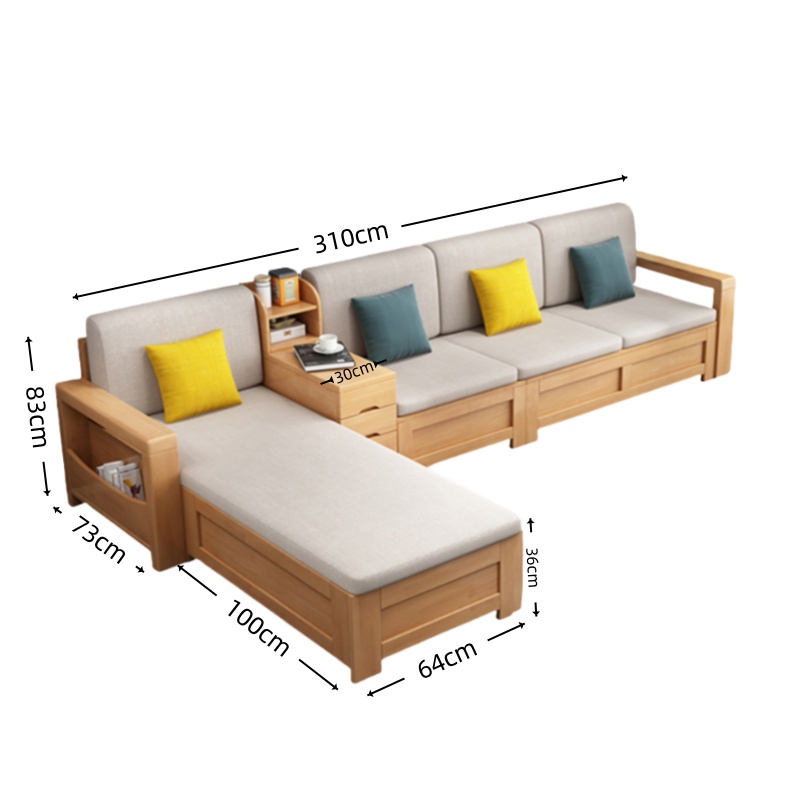 智叶舟实木沙发310*173*83cm套高清大图