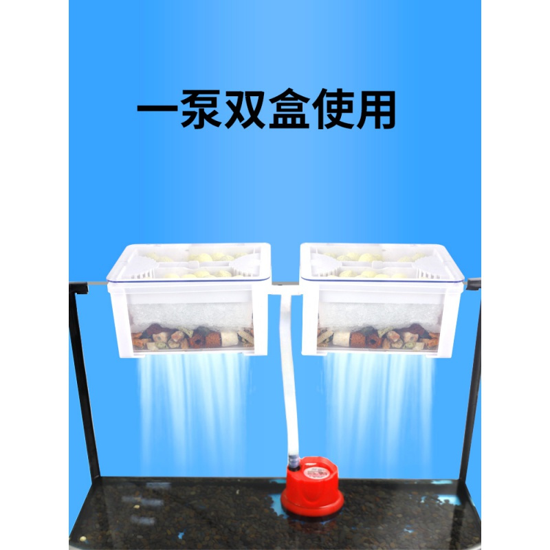 乌龟过滤器吸粪顶部上置鱼缸水幕式过滤盒外置低水位循环自制净水高清大图