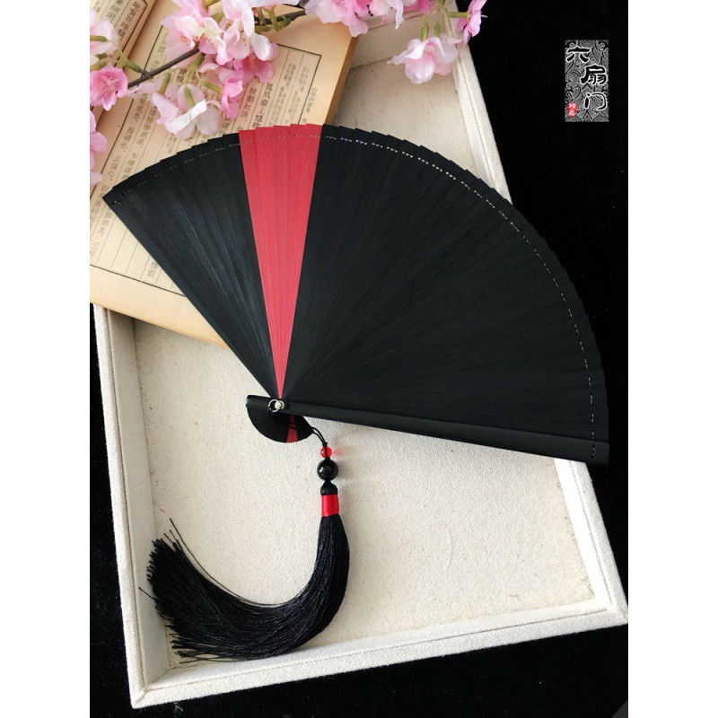 中国风全竹扇子金银迷你和风刻镂空古风女士折扇手工艺扇礼品扇 三维工匠 夹色小鹿18CM+大流苏红高清大图