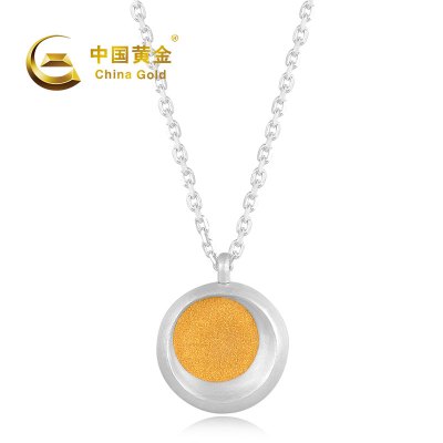 中国黄金 足银足金双色满月项链