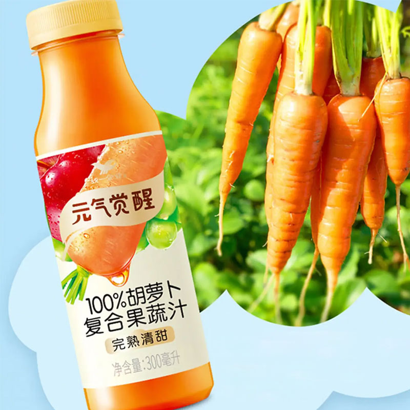 统一 元气觉醒100%胡萝卜汁 300ml*12瓶 箱高清大图