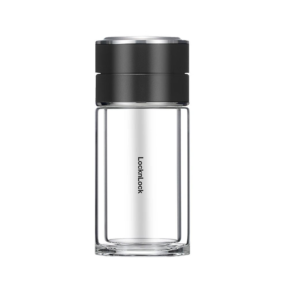 乐扣乐扣(locknlock) 茶水分离双层玻璃泡茶杯男士家用高颜值车载商务高硼硅水杯子 LLG6012银色 250ml