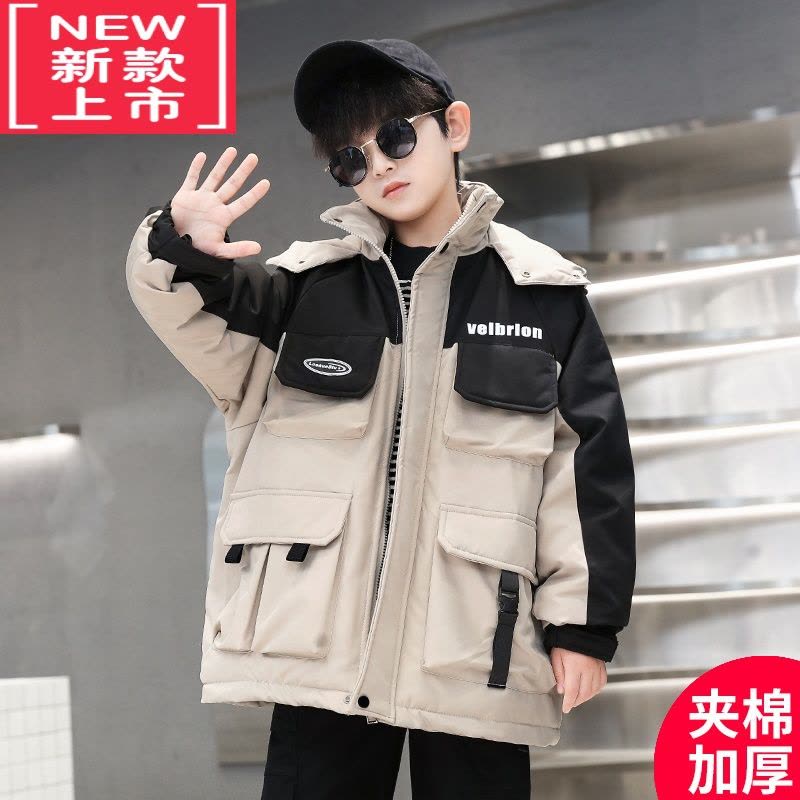 可莉允儿童装男童棉服2022新款冬装中大童男孩冬季羽绒棉衣加厚棉袄外套图片