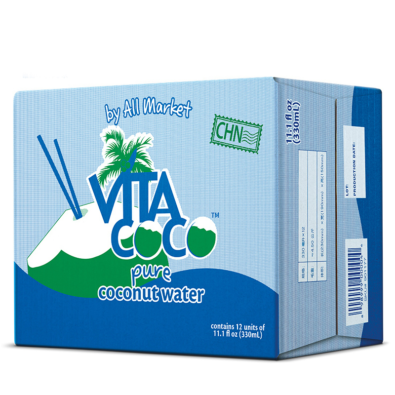 唯他可可(VitaCoco)椰子水330ml*12(整箱)马来西亚进口椰子水果味饮料原味