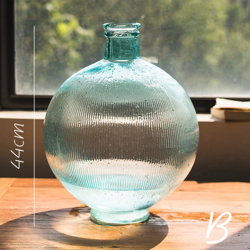 家柏饰(CORATED)穹澈蓝 大型玻璃器皿花瓶花插手工艺术北欧空间装饰摆件 D高清大图