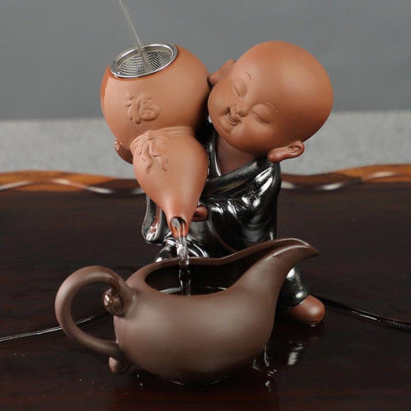 福到小和尚-紫泥茶海 福葫芦创意小和尚茶宠摆件茶漏茶滤网布茶叶过滤