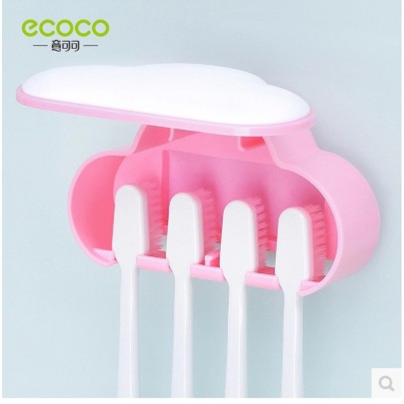 ecoco挤牙膏器全自动儿童卡通创意牙膏牙刷置物架壁挂式懒人 三维工匠 天蓝色牙膏器+漱口杯高清大图