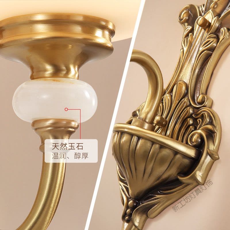 苏宁放心购 欧式壁灯卧室床头灯全铜美式轻奢客厅背景墙灯具纯铜简欧铜壁灯图片