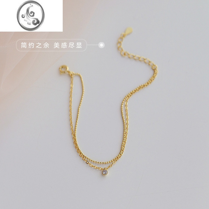 JiMi925银银双层水钻手链女生ins轻奢小众设计高级感极细精致闺蜜手饰