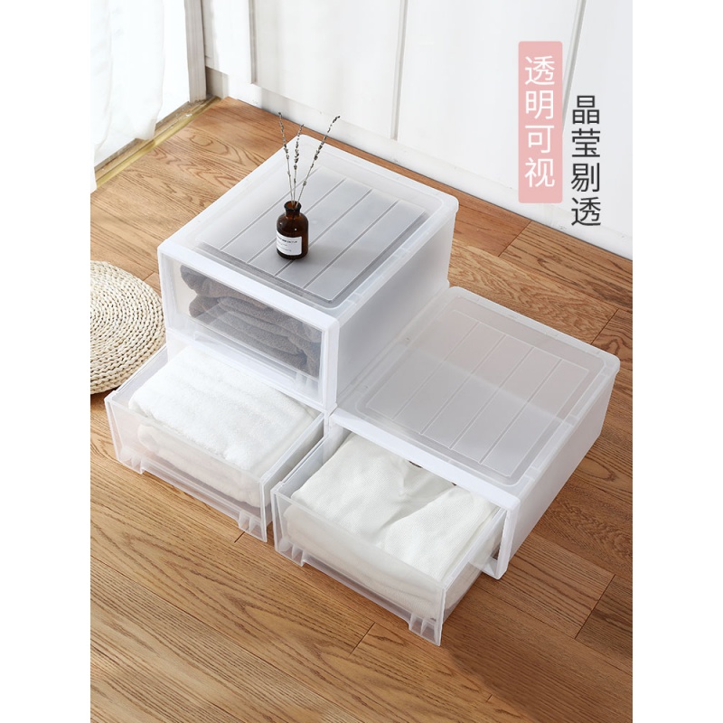 家柏饰(CORATED)抽屉式收纳箱衣柜衣服收纳箱塑料大号透明内衣收纳盒被子整理箱高清大图