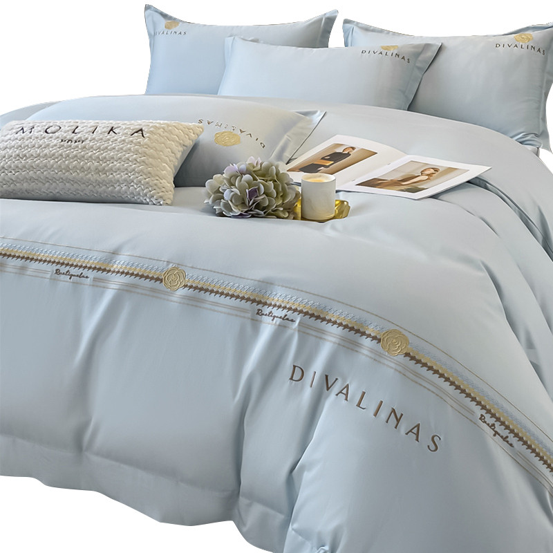 三极户外(Tri-Polar)TP2699长绒棉60支刺绣全棉四件套1.5/1.8m床单款 (计价单位：套) 风铃蓝高清大图