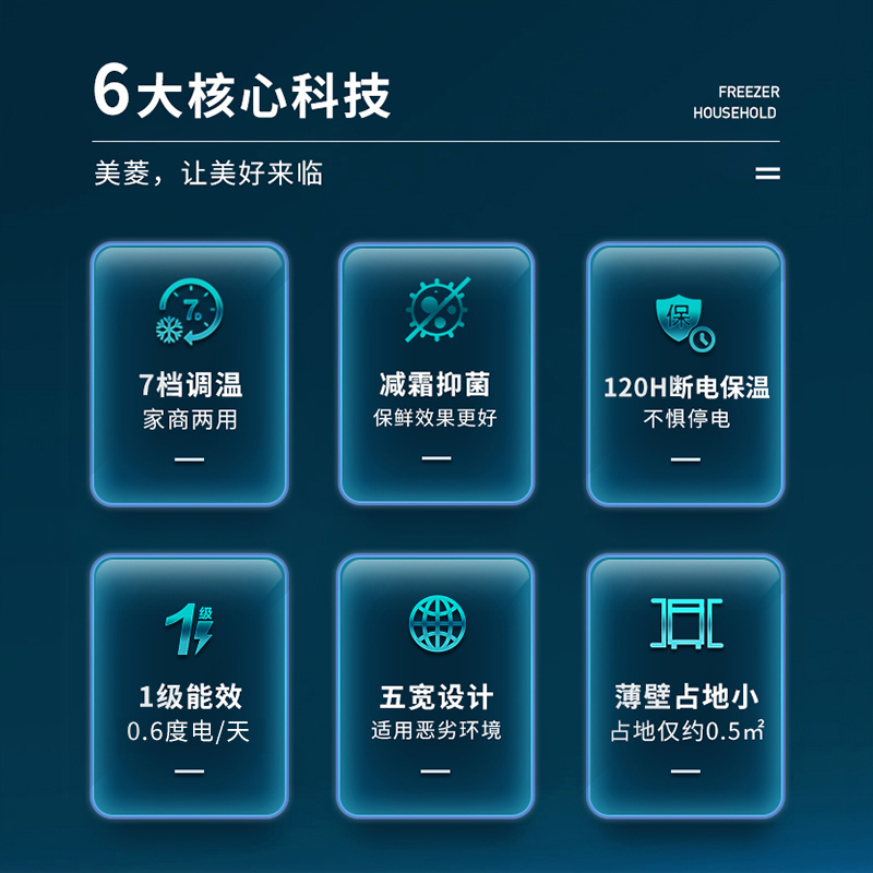 美菱(MELING) 201升卧式单温冰柜 减霜抑菌小型家用商用冷柜冷藏冷冻迷你顶开门冰柜卧式冰箱柜自营